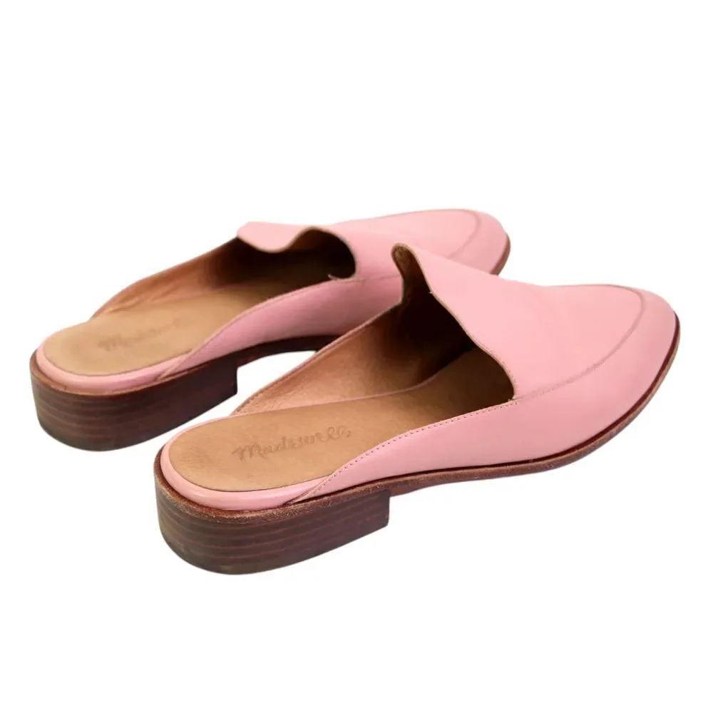 Madewell PINK GENUINE LEATHER LOW HEEL ALMOND TOE SANDALS MULES SHOES Sz 9.5